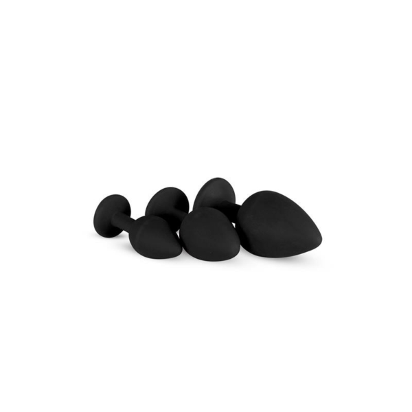 Pack 3 Butt Plug  with Crystal Silicone Black - immagine 2