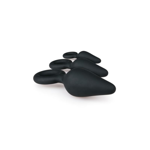 3 Pieces Butt Plug Set with Ring Negro - immagine 2