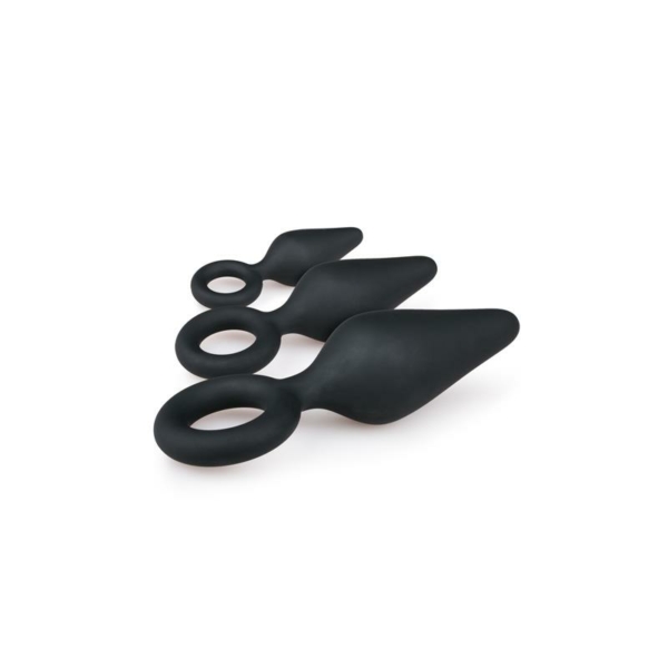 3 Pieces Butt Plug Set with Ring Negro - immagine 3