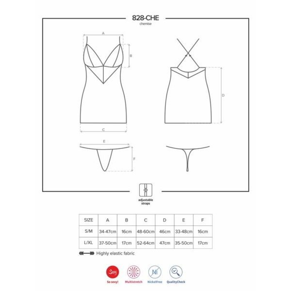 828-CHE-1 Chemise and Thong Black - immagine 3