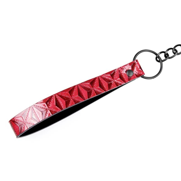 Adjustable Collar With Leash Diamond Vegan Leather - immagine 5