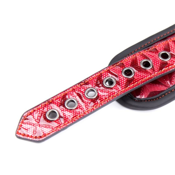 Adjustable Collar With Leash Diamond Vegan Leather - immagine 6