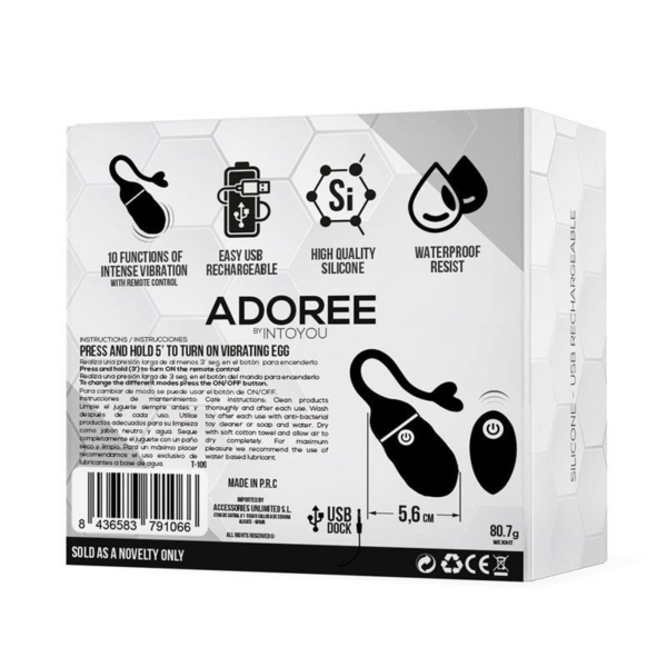Adoree Vibrating Egg USB Remote Control USB Silicone - immagine 6