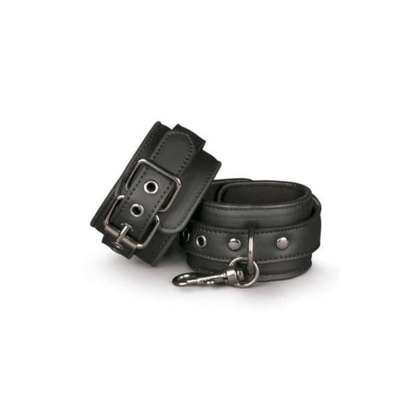 Black Synthetic Leather Handcuffs - immagine 2