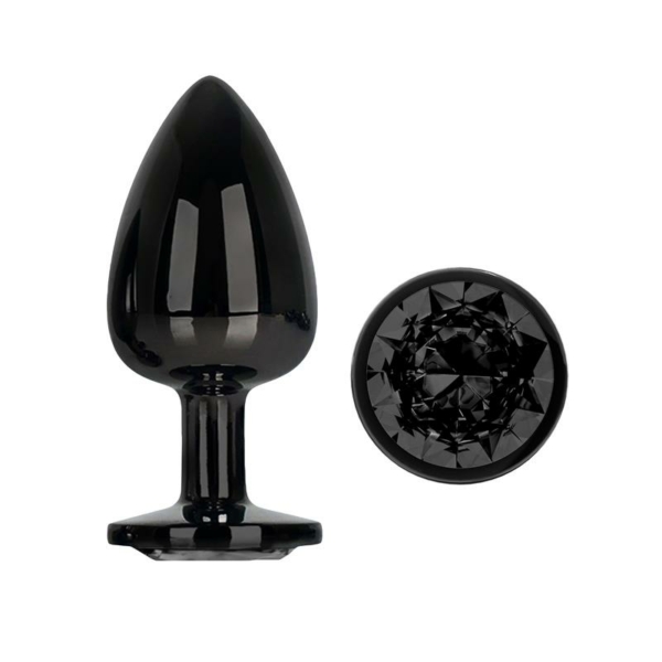 Blackgem Metalic Butt Plug with Black Jewel Size L - immagine 2