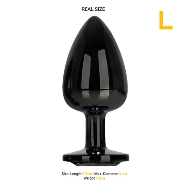 Blackgem Metalic Butt Plug with Black Jewel Size L - immagine 4