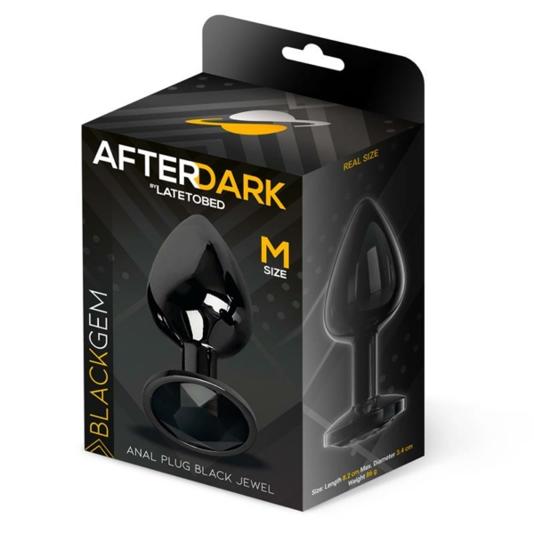 Blackgem Metalic Butt Plug with Jewel Black Size M - immagine 5