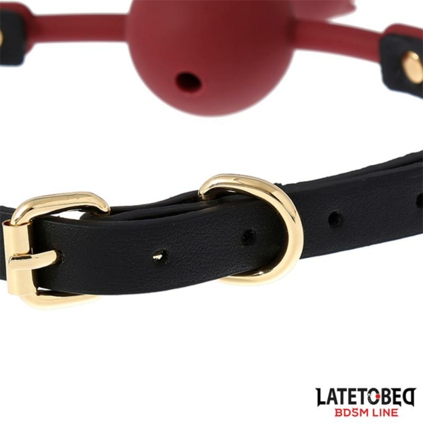 Breathable Silicone Ball Gag with Rose Adjustable 47-56 cm - immagine 6