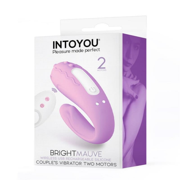 Brightmauve Couples Vibrator Two Motors Remote Control USB Silicone - immagine 2