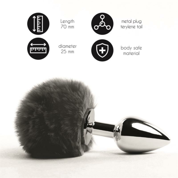 Bunny Tail Butt Plug with Tail Black - immagine 2