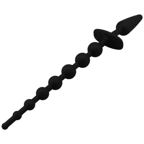 Butt Plug and Anal Chain Silicone Black - immagine 4
