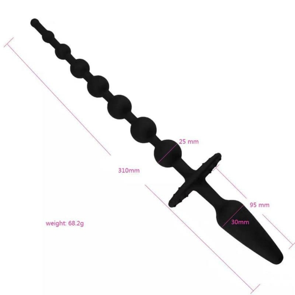 Butt Plug and Anal Chain Silicone Black - immagine 7