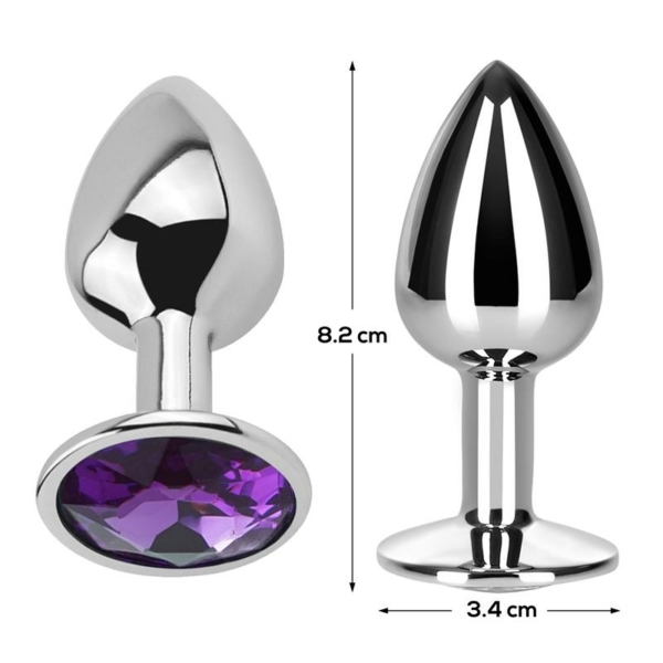 Butt Plug with Jewel Purple Amethyst Size M Aluminium - immagine 3