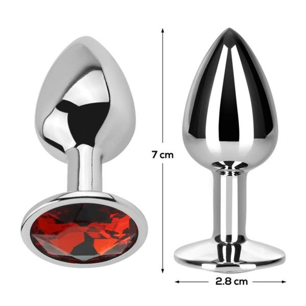 Butt Plug with Jewel Red Rubby Size S Aluminium - immagine 3