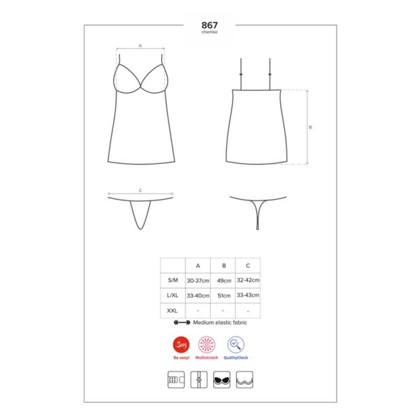 Chemise with Lace Black - immagine 3