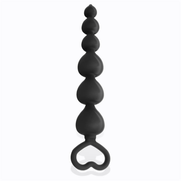 Clyde Beaded Butt Plug with Easy Pull Ring Silicone Black - immagine 4