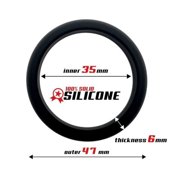 Cock Ring Solid Silicone 3.5 cm Black - immagine 2