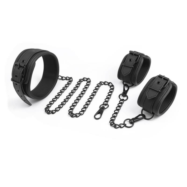 Collar and Hand Cuffs Set Vegan Leather - immagine 3