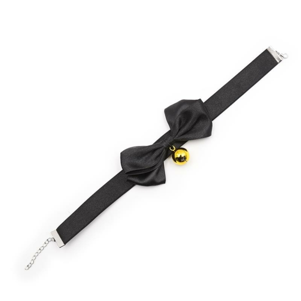 Collar with Bow and Bell 29 cm Size M Black - immagine 6