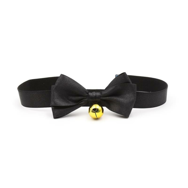 Collar with Bow and Bell 36 cm Size L Black - immagine 2