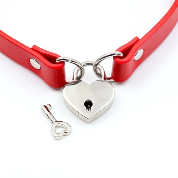 Collar with Heart Lock Vegan Leather One Size - immagine 2