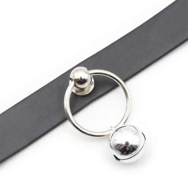 Collar with Hoop and Bell Black - immagine 3
