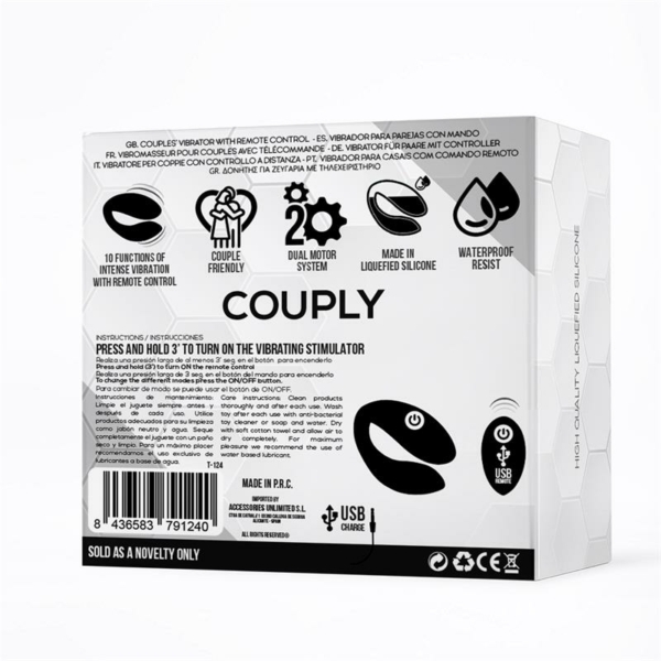Couply Couple Toy with Remote Control USB Unibody Liquid Silicone - immagine 3