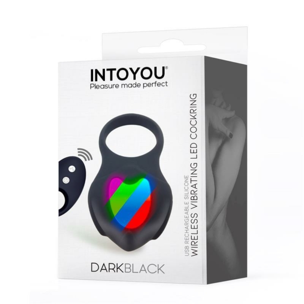 Darkblack Vibrating Ring with Led Remote Control USB Silicone - immagine 2