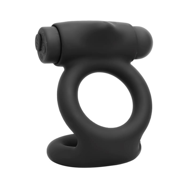 Denver Double Cockring with Vibrating Bullet USB Silicone Black - immagine 6
