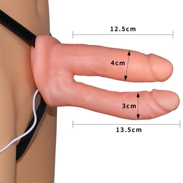 Double Hollow Dildo  Strap On Vibrating - immagine 2