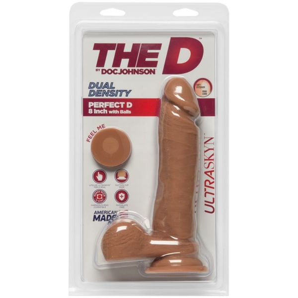 Dual Density dildo Perfect D with Testicles 8 Caramel - immagine 3