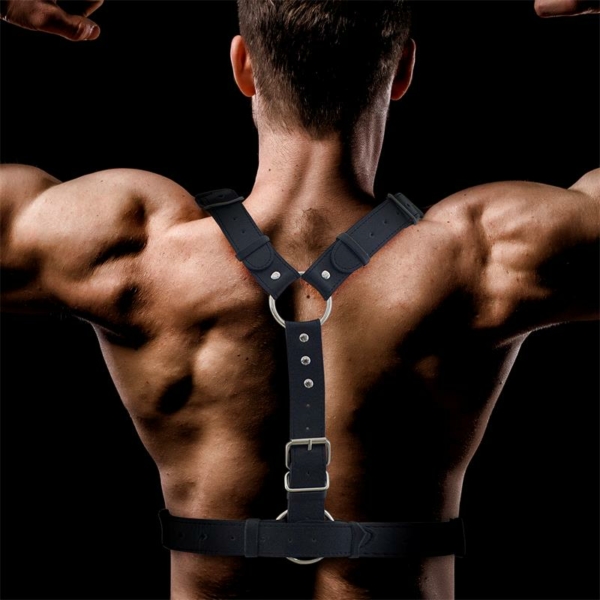 Fabrio Male Chest Bondage Harness Vegan Leather - immagine 2
