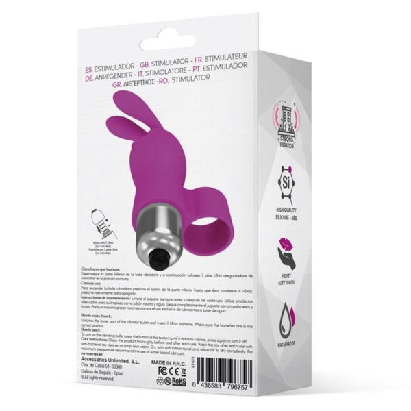 Fingyhop Vibrating Bullet with Rabbit Silicone Purple - immagine 3