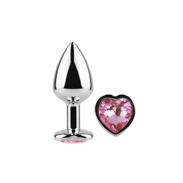 Fuchsia Heart Metal Butt Plug Size S - immagine 2