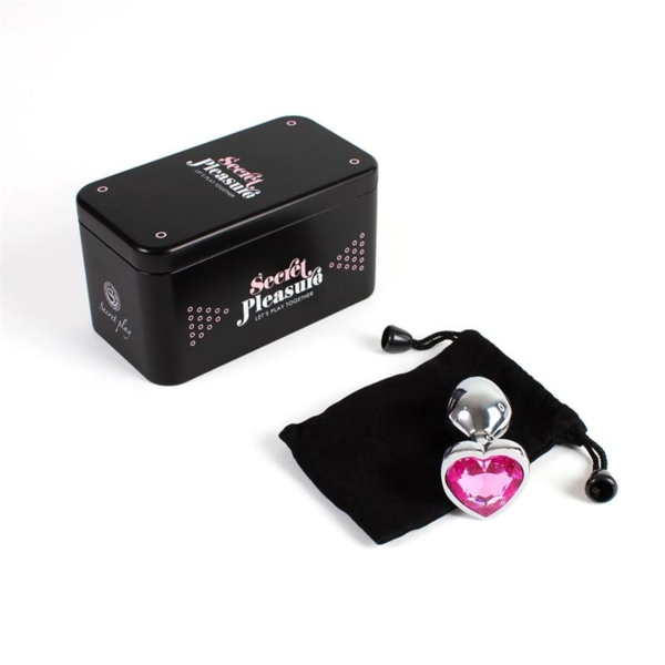 Fuchsia Heart Metal Butt Plug Size S - immagine 4