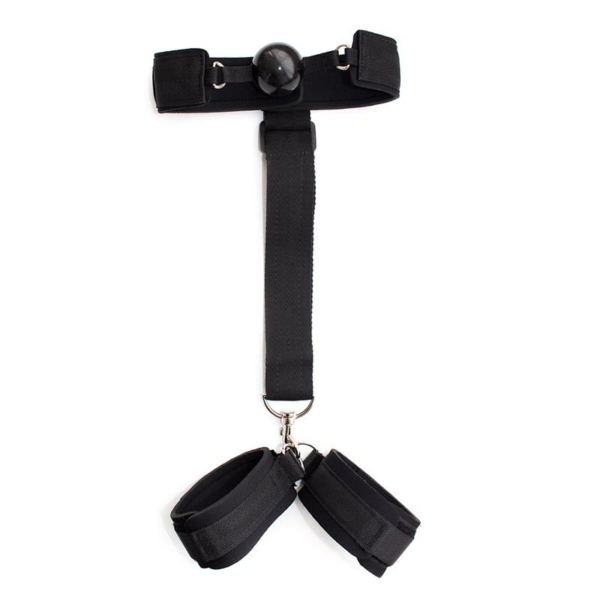 Gag Ball with Hand Cuff Black - immagine 3