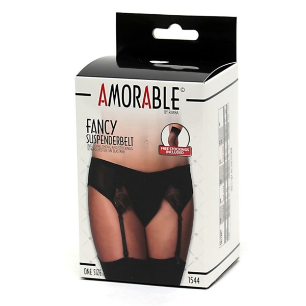 Garter Belt with Thong and Stockings Black - immagine 3