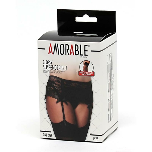 Garter Belt with Thong and Stockings Black - immagine 3