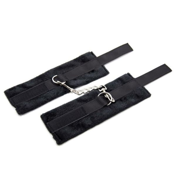 Handcuffs with Velcro with Long Fur Black - immagine 4
