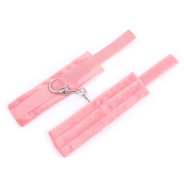 Handcuffs with Velcro with Long Fur Pink - immagine 2