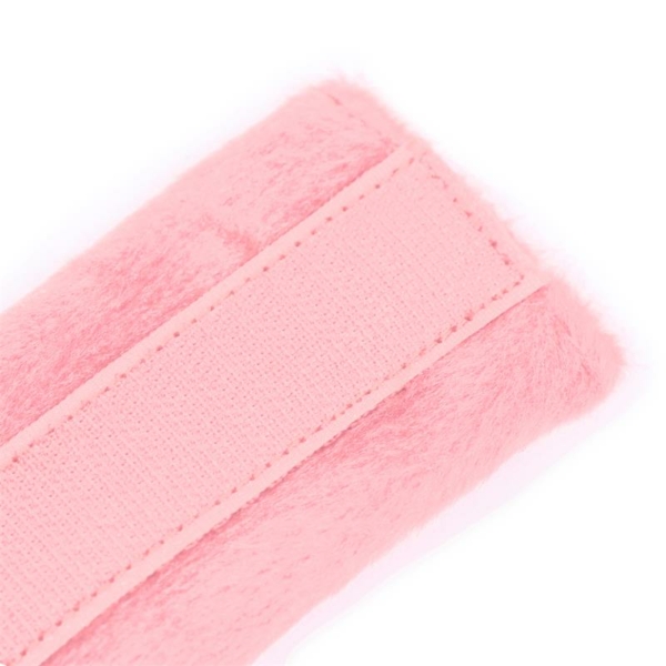 Handcuffs with Velcro with Long Fur Pink - immagine 3
