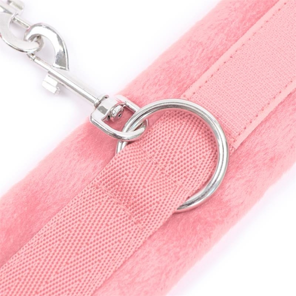 Handcuffs with Velcro with Long Fur Pink - immagine 5