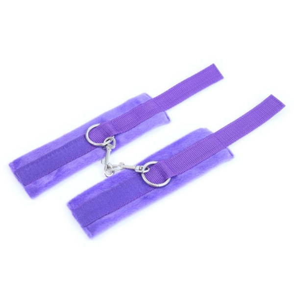 Handcuffs with Velcro with Long Fur Purple - immagine 2