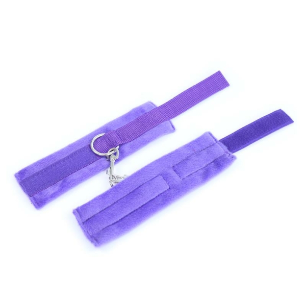 Handcuffs with Velcro with Long Fur Purple - immagine 3