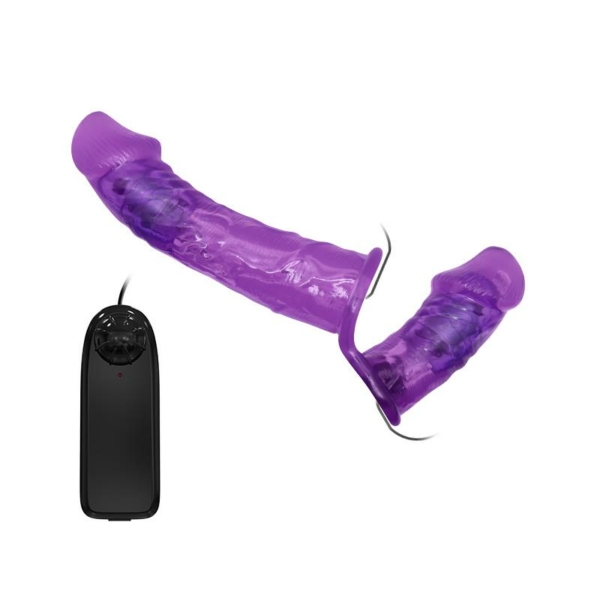 Harness Double Dildo with Vibration Purple - immagine 3
