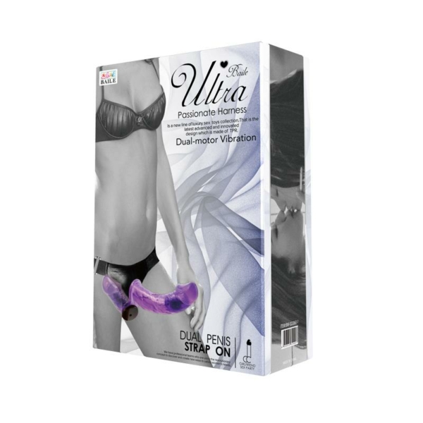 Harness Double Dildo with Vibration Purple - immagine 9