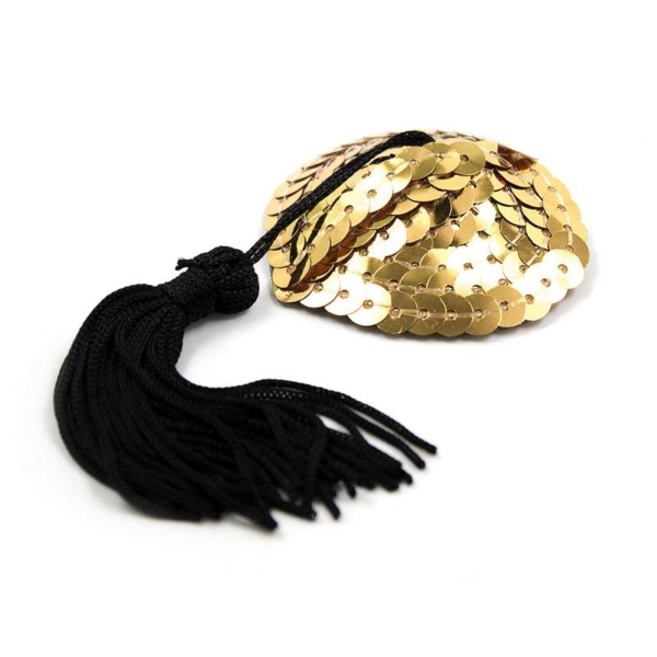 Heart Nipple Cover with Gold Sequins - immagine 2