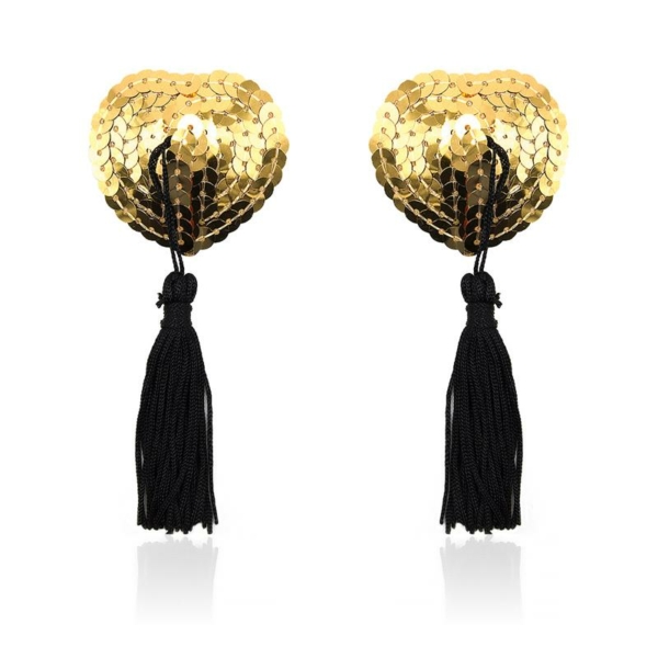 Heart Nipple Cover with Gold Sequins
