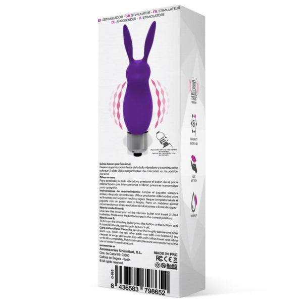 Hopye Rabbit Vibrating Bullet Silicone Purple - immagine 3