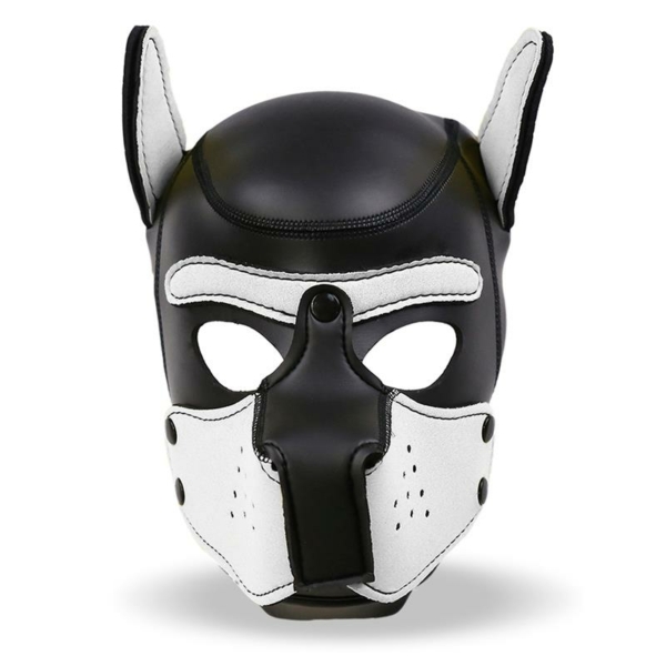 Hound Neoprene Dog Hood with Removable Muzzle White/Black One Size - immagine 3